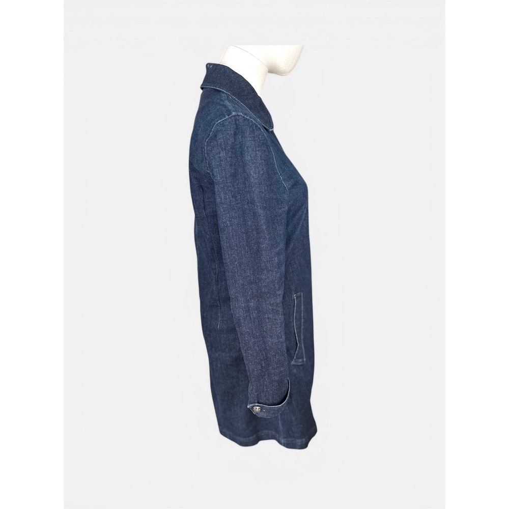 Ralph Lauren Denim Car Coat SZ10 Indigo Blue silver Crest Buttons Military Style - Picture 4 of 16